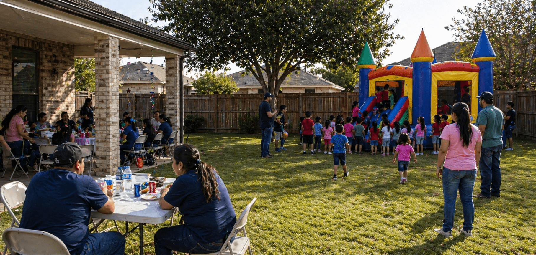 Backyard birthday party in the sun