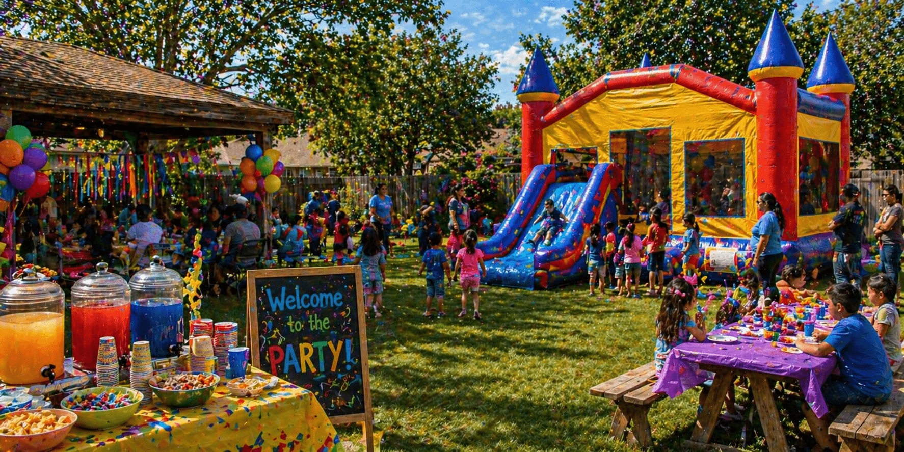 Children's party in a sunny garden