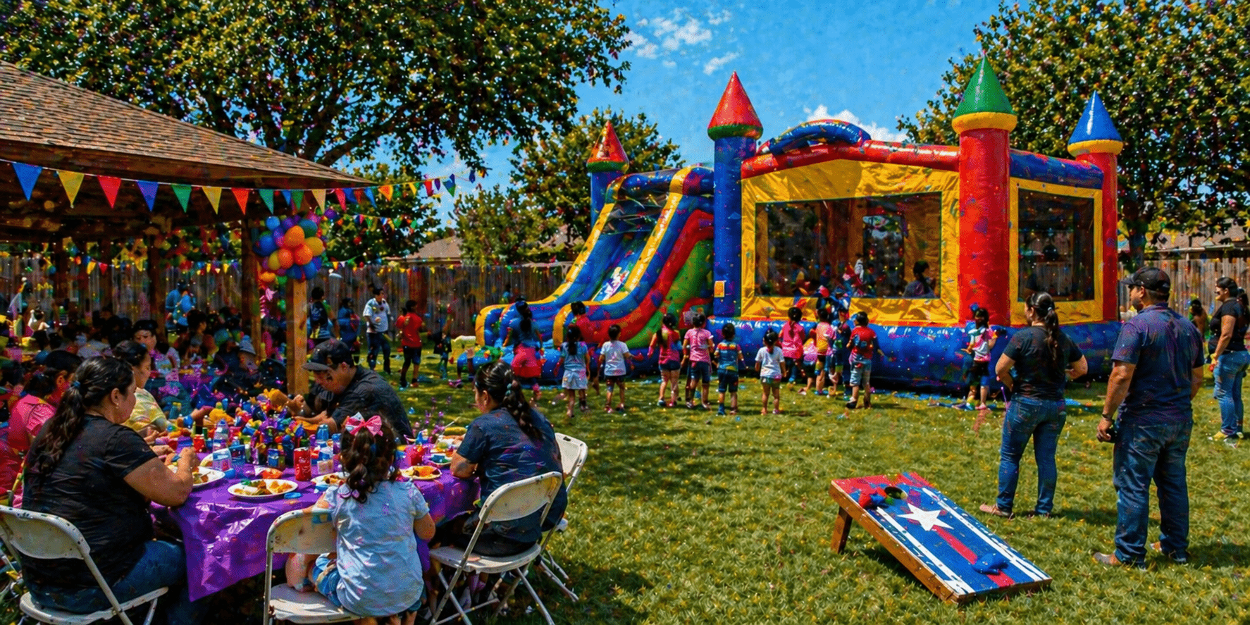 Childrens party with inflatable castle fun Italy, TX