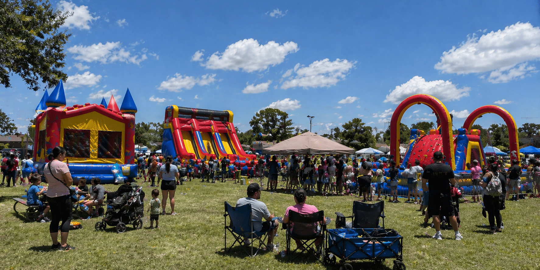 Family fun at a colourful outdoor fair