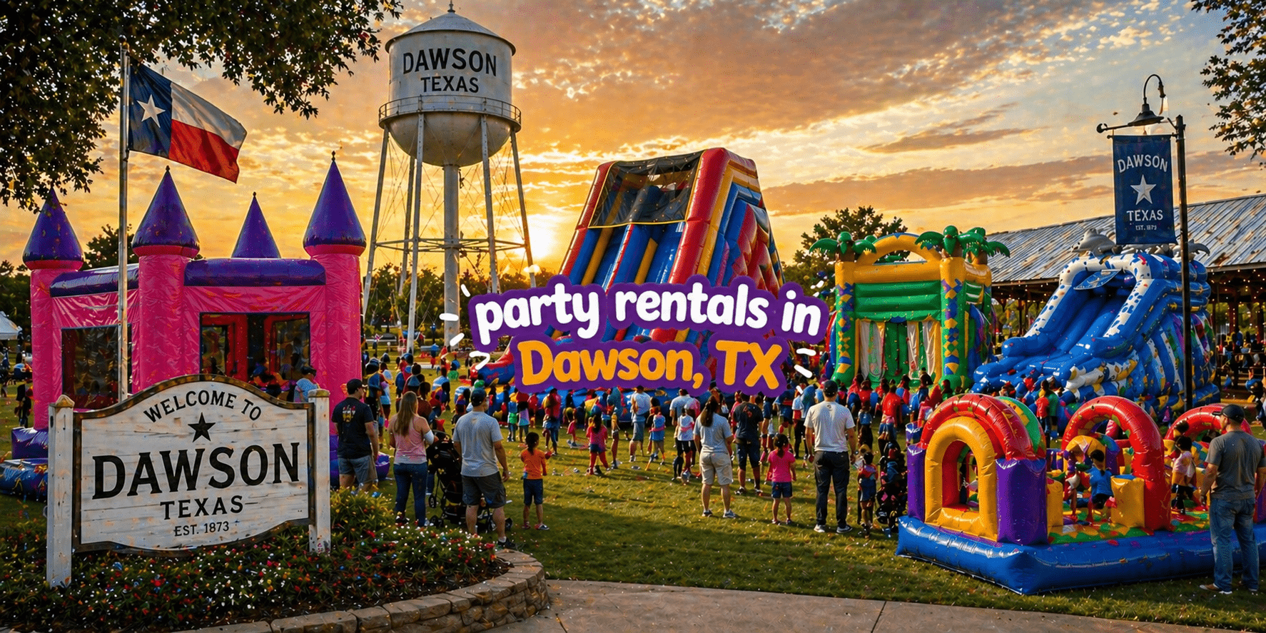 Festival fun at Dawson, TX sunset