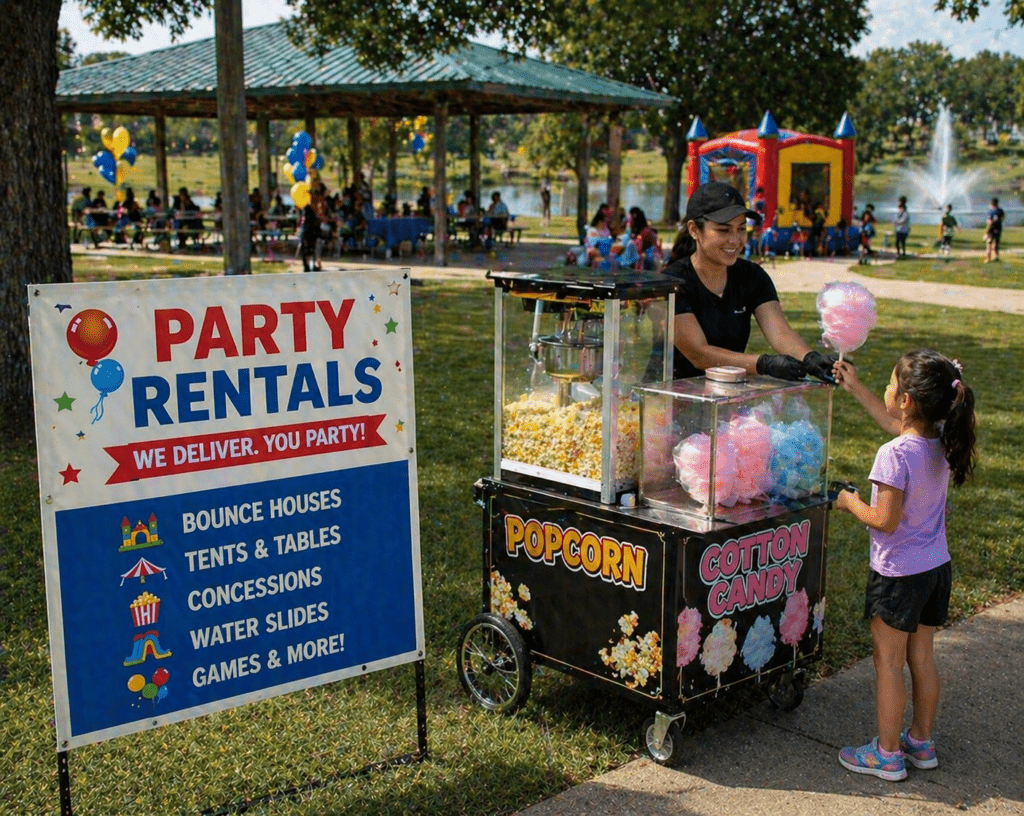 Party rentals at the sunny park