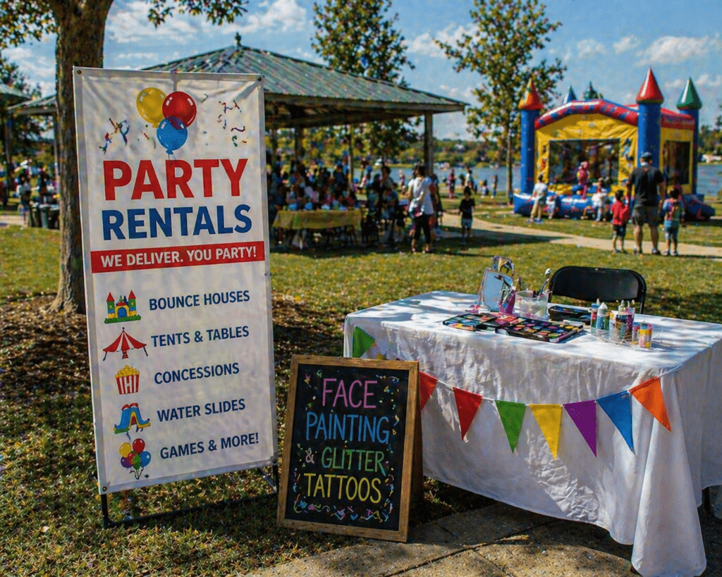 Party rentals in the park fun